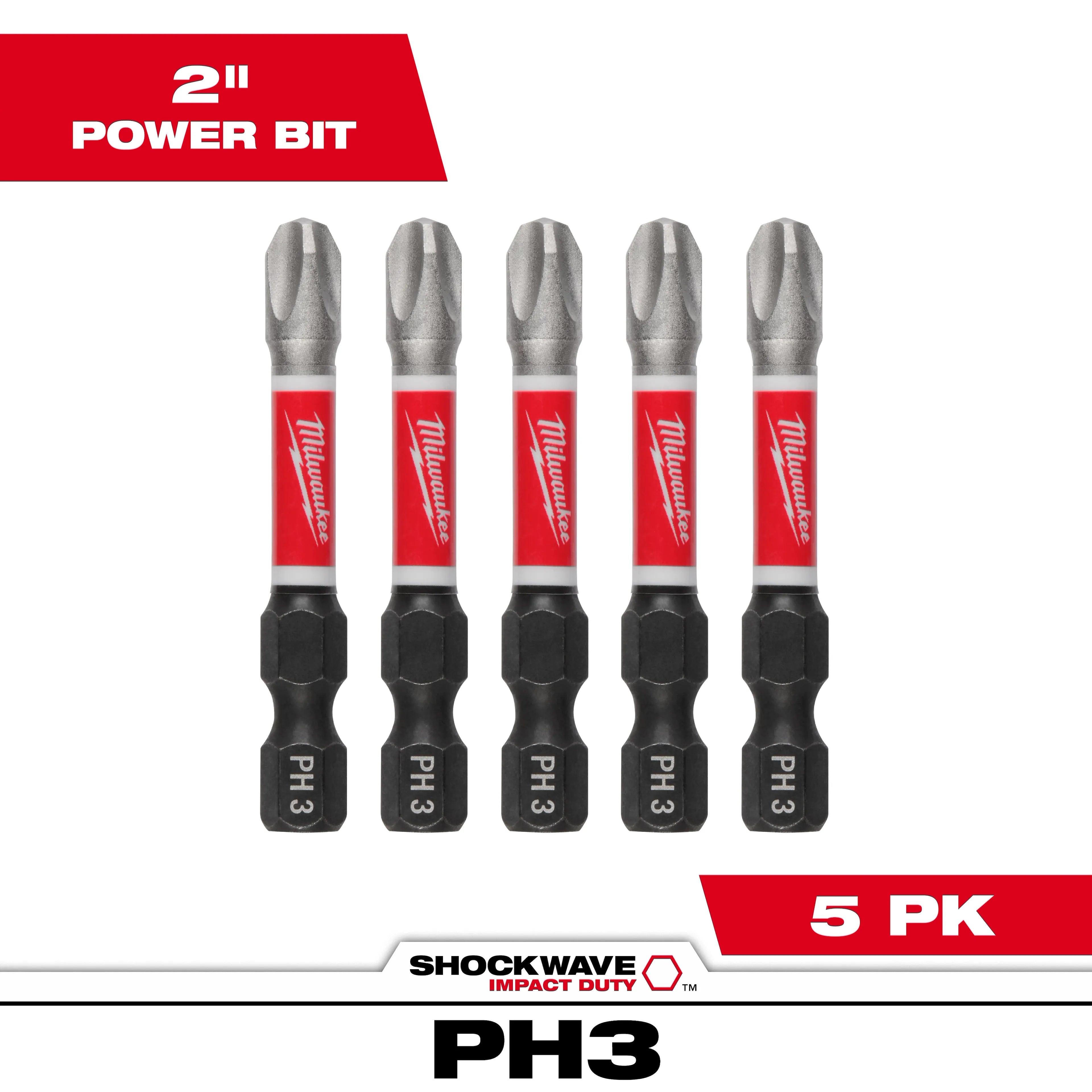 Milwaukee 48-32-4639 SHOCKWAVE 2 in. PH3 Impact Driver Bits 6PK - Ace Tool Group - Milwaukee