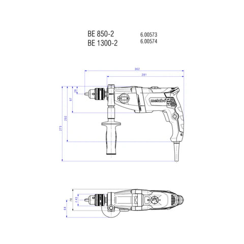 Metabo 600574420 BEV 1300-2 1/2" 2-Speed Drill - 0-1100/0-3,100 RPM - 9.6 AMP - Ace Tool Group - Metabo