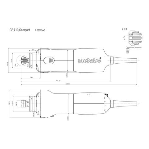 Metabo 600615420 GE 710 Compact Variable Speed Die Grinder - 13,000-34,000 RPM- 6.4 AMP w/Lock-on, Compact - Ace Tool Group - Metabo