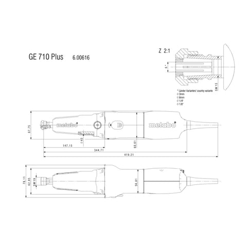 Metabo 600616420 GE 710 Plus Variable Speed Die Grinder - 10,000-30,500 RPM- 6.4 AMP w/Lock-on - Ace Tool Group - Metabo