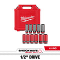 Milwaukee 49-66-7833 SHOCKWAVE Impact Duty 1/2 Drive SAE & Metric 11PC Lug Nut Wheel Socket Set - Ace Tool Group - Milwaukee
