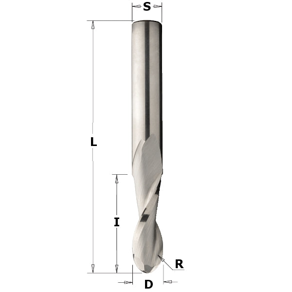 CMT 199.504.11 Solid Carbide Upcut Ball Nose Spiral Bit, 3/8-Inch Diameter, 3/8-Inch Shank - Ace Tool Group - CMT