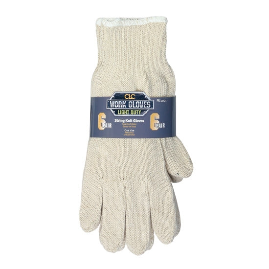 CLC Work Gear PK2001 6-Pack Natural String Knit Gloves - Ace Tool Group - CLC