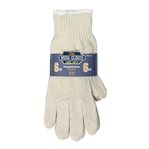 CLC Work Gear PK2001 6-Pack Natural String Knit Gloves - Ace Tool Group - CLC