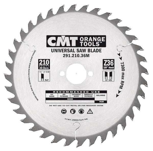 CMT 291.160.24H General Purpose Saw Blade, 160mm (6-5/16-Inch) X 24 Teeth 15" ATB with 20mm Bore - Ace Tool Group - CMT