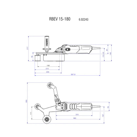 Metabo 646243620 RBE 15-180 Set 7" Variable Speed Pipe/Tube Sander Kit - 1,650-5,500 ft/min - 13.5 AMP w/Lock-on, Accessory set - Ace Tool Group - Metabo