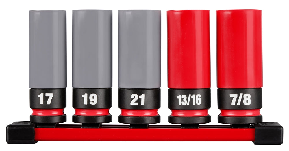 Milwaukee 49-66-7831 SHOCKWAVE Impact Duty 1/2 Drive SAE & Metric 5PC Lug Nut Wheel Socket Set - Ace Tool Group - Milwaukee