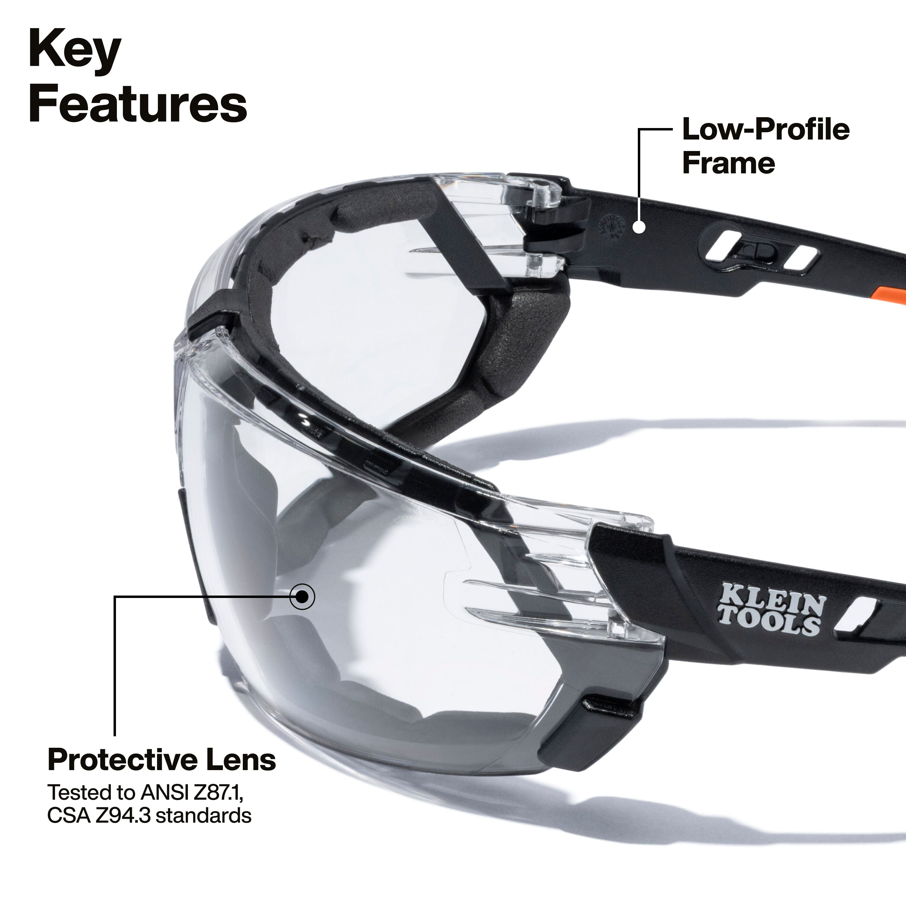 Klein 03608 Low-Profile Gasket Safety Glasses, Clear Lens - Ace Tool Group - Klein