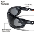 Klein 03609 Low-Profile Gasket Safety Glasses, Gray Lens - Ace Tool Group - Klein