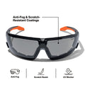 Klein 03609 Low-Profile Gasket Safety Glasses, Gray Lens - Ace Tool Group - Klein