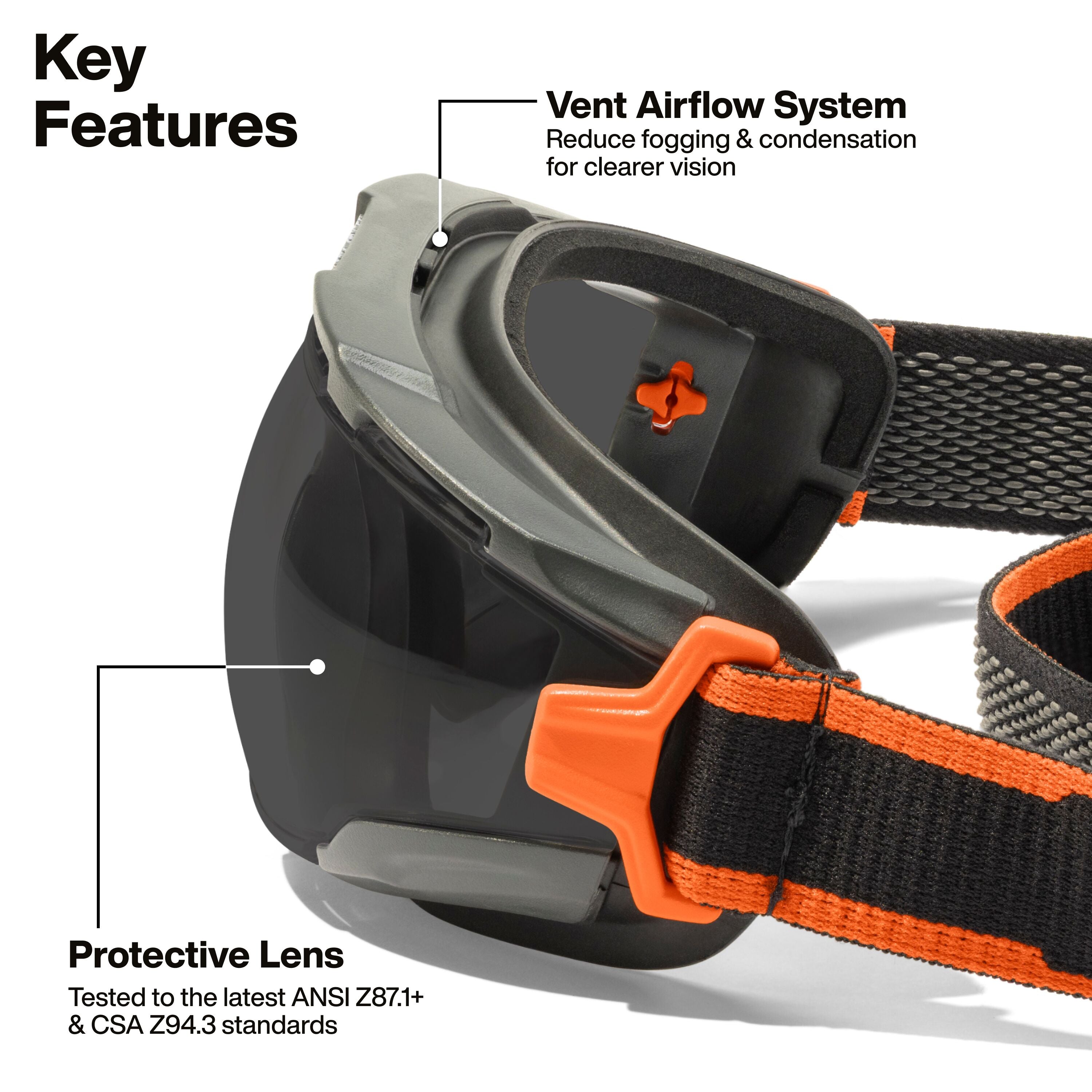 Klein 03611 Compact Safety Goggles, Shaded Gray Lens