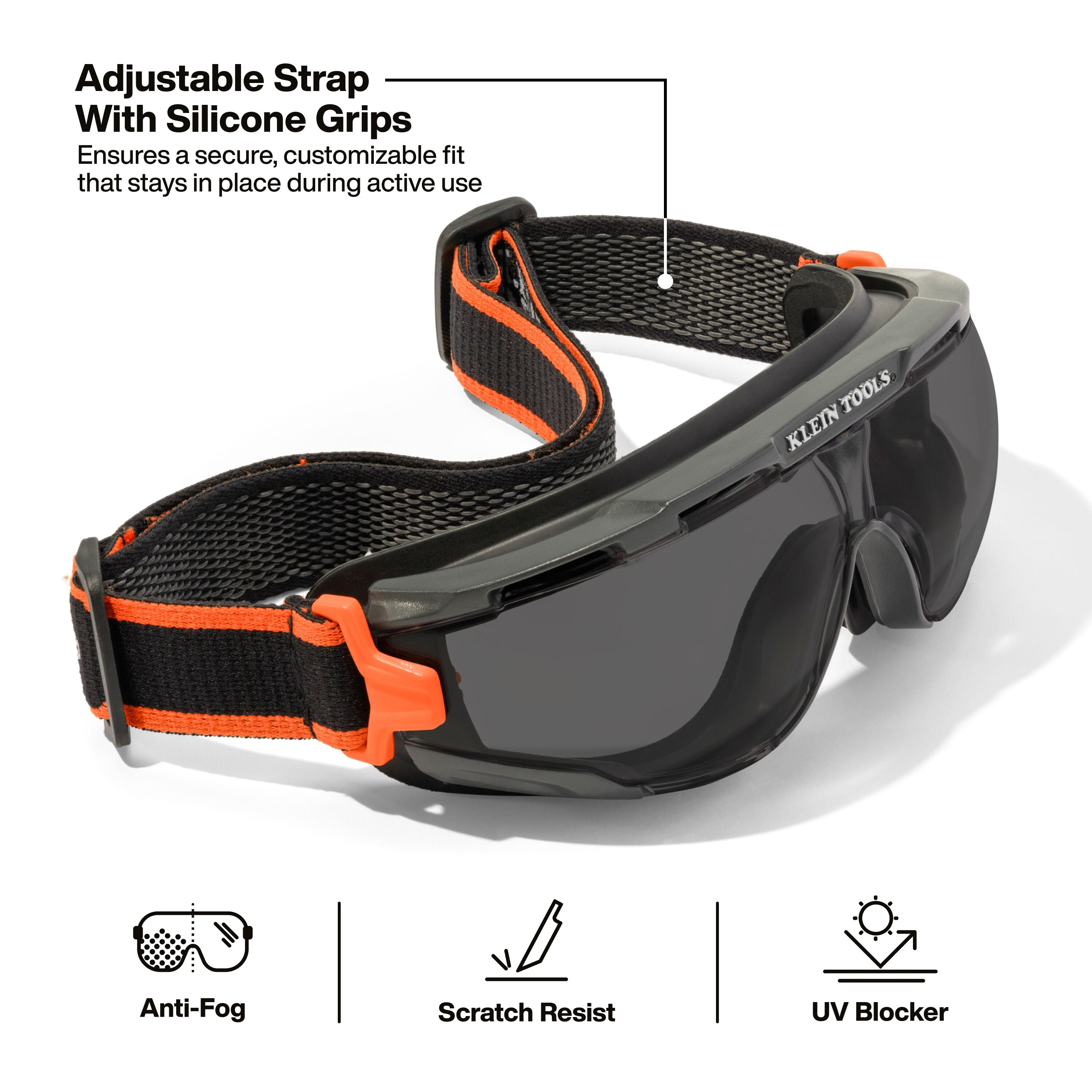 Klein 03611 Compact Safety Goggles, Shaded Gray Lens