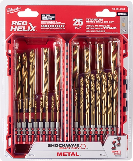 Milwaukee 48-89-4861 SHOCKWAVE Impact Duty RED HELIX Titanium Metric Drill Bit  Set - 25PC - Ace Tool Group - Milwaukee
