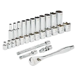 Milwaukee 48-22-9408 3/8 in. Drive SAE Ratchet and Socket Mechanics Tool Set (28-Piece) - Ace Tool Group - Milwaukee