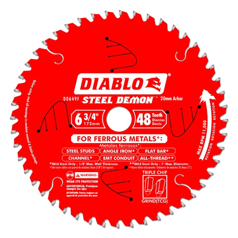 Diablo Tools 6-3/4" X 48-Teeth Steel Demon Saw Blade For Medium Metal - Ace Tool Group - Diablo