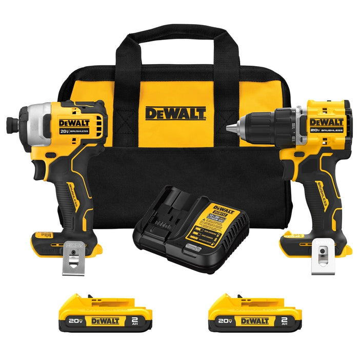 Dewalt Dck225D2 Atomic 20-Volt Max Lithium-Ion Cordless Combo Kit (2-Tool) With (2) 2.0Ah Batteries, Charger And Bag