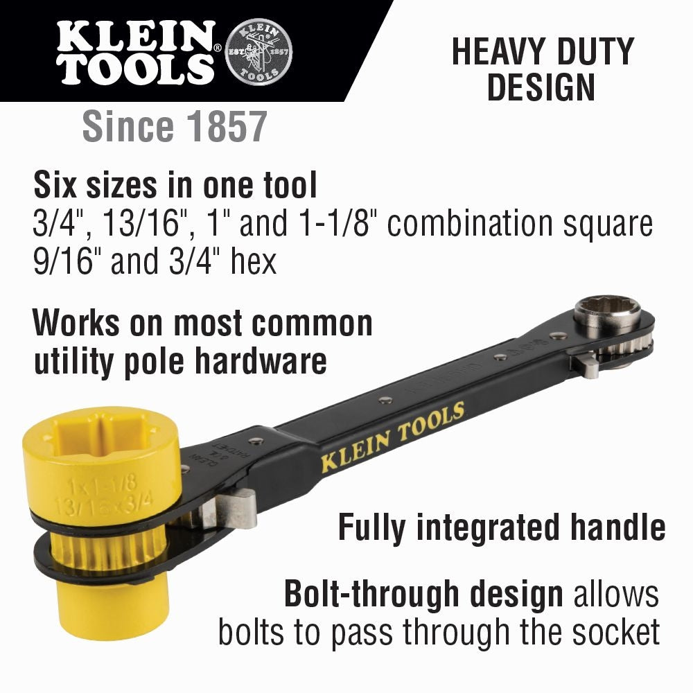 Klein Tools KT155HD 6-in-1 Lineman's Wrench, Heavy Duty - Ace Tool Group - Klein