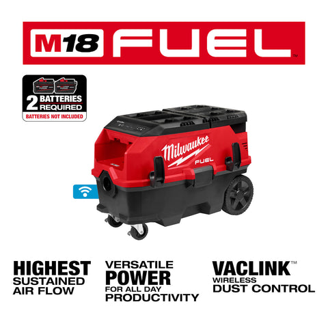 M18 FUEL 9 Gallon Dual Battery Dust Extractor w/ PACKOUT Compatibility and VACLINK - Ace Tool Group - Milwaukee