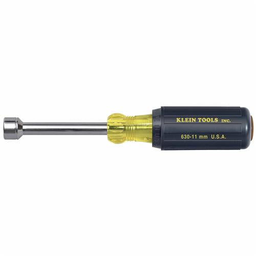 Klein Tools 630-11MM 11 mm Cushion-Grip Hollow-Shank Nut Driver - 3''-Shank - Ace Tool Group - Klein