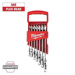 Milwaukee 48-22-9429 7pc Flex Head Ratcheting Wrench Set - SAE - Ace Tool Group - Milwaukee