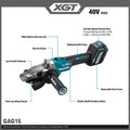 Makita GAG15Z 40V max XGT Brushless Cordless 5" Slide Switch Flathead Grinder, Variable Speed, with Electric Brake, Tool Only