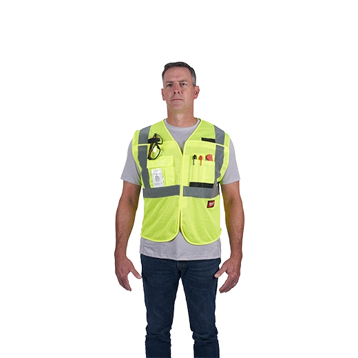 Milwaukee 48-73-5121 Class 2 Breakaway High Visibility Yellow Mesh Safety Vest S/M 12 Pack - Ace Tool Group - Milwaukee