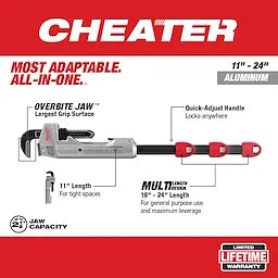 Milwaukee 48-22-7318 CHEATER Aluminum Adaptable Pipe Wrench - Ace Tool Group - Milwaukee
