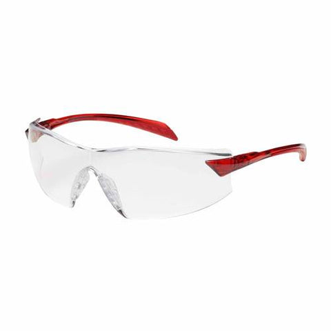 PIP 250-45-1010 Radar Eyewear, Clear Polycarbonate Lens, Anti-Reflective And Anti-Scratch, Rimless, Red Bayonet Temples, Non-Slip Nose Pads And -12 Pack - Ace Tool Group - Protective Industrial Products