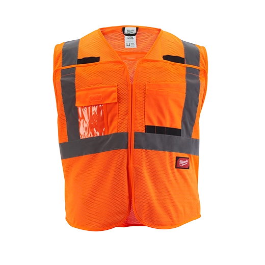 Milwaukee 48-73-5128 Class 2 Breakaway High Visibility Orange Mesh Safety Vest - 4XL/5XL 12 Pack