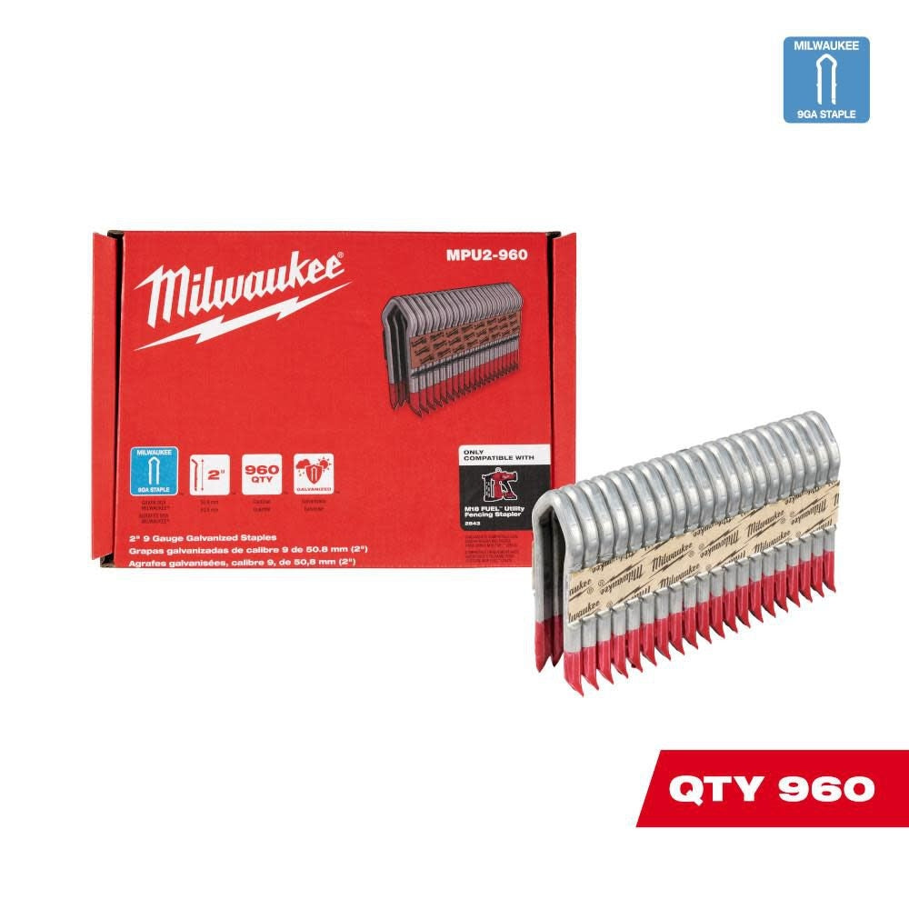 Milwaukee MPU2-960 2 Inch 9 Gauge Galvanized Staples - Ace Tool Group - Milwaukee