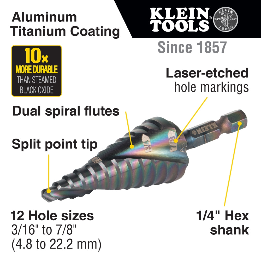 Klein Tools QRST14 Quick Release Step Bit 7/8" - Ace Tool Group - Klein