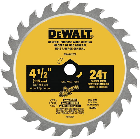 Dewalt Dwa412Tct 4 1/2In 24T Tct Saw Blade - Ace Tool Group - DeWalt