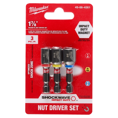 Milwaukee 49-66-4561 SHOCKWAVE Impact Duty 1-7/8" Magnetic Nut Driver Set 3PC