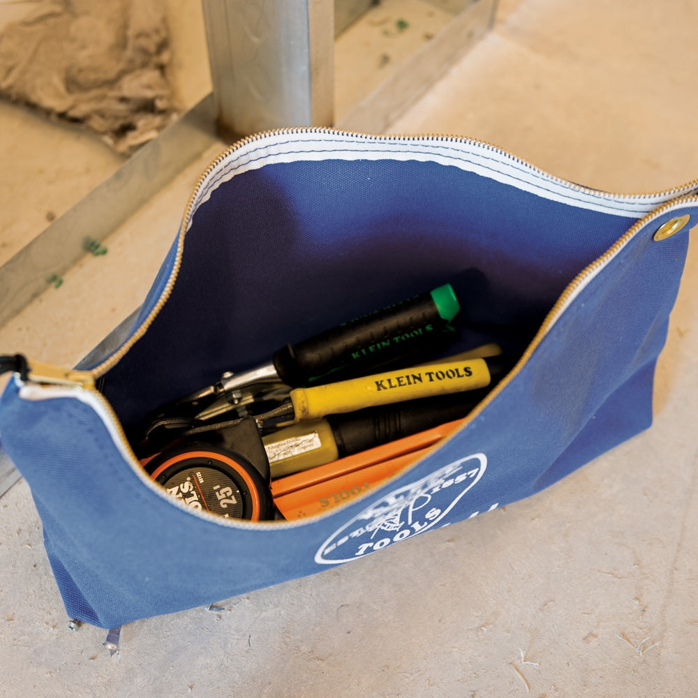 Klein 5539LBLU Canvas Bag with Zipper, Large Blue - Ace Tool Group - Klein