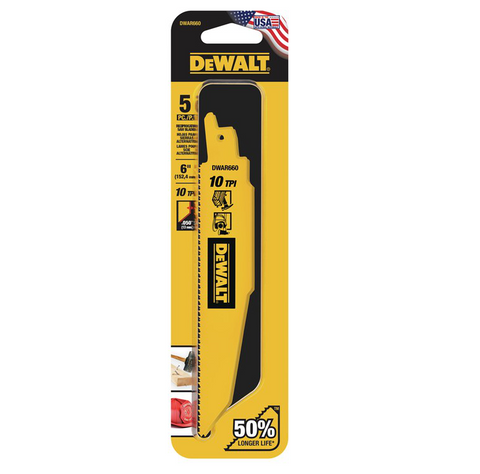 Dewalt Dwar660 6In 10 Tpi Demo Recip 5Pk - Ace Tool Group - DeWalt