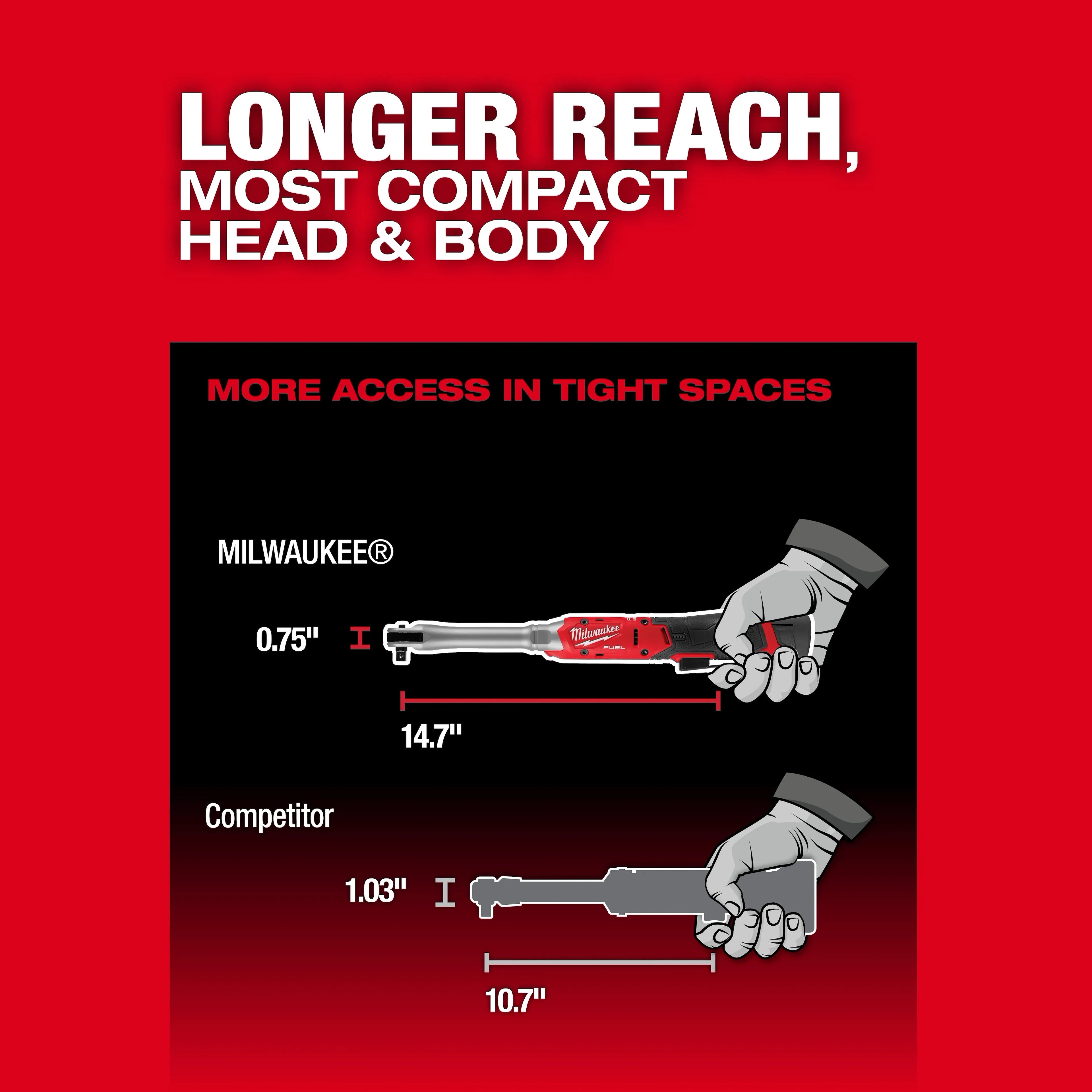 Milwaukee 3059-20 M12 FUEL 3/8" EXTENDED REACH RATCHET BT - Ace Tool Group - Milwaukee
