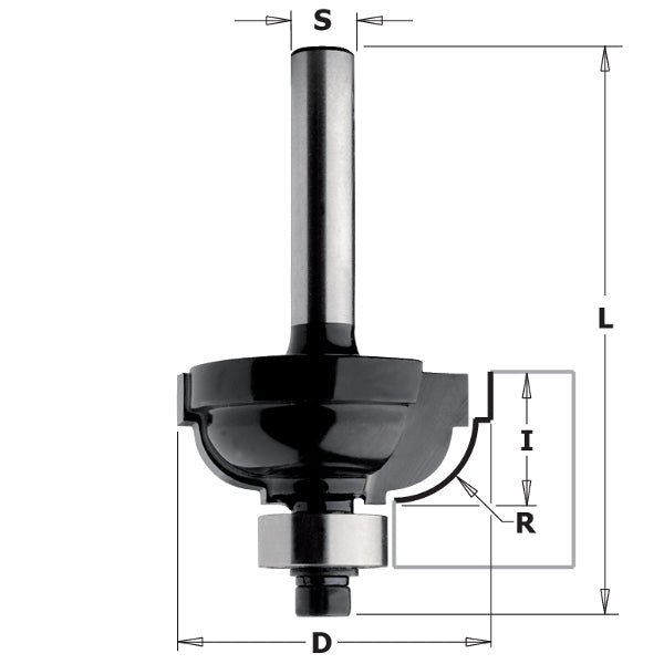 CMT 86303 Contractor Cove & Fillet Bit, 1-1/8-inch Diameter, 1/4-inch Radius, 1/4-inch shank - Ace Tool Group - CMT