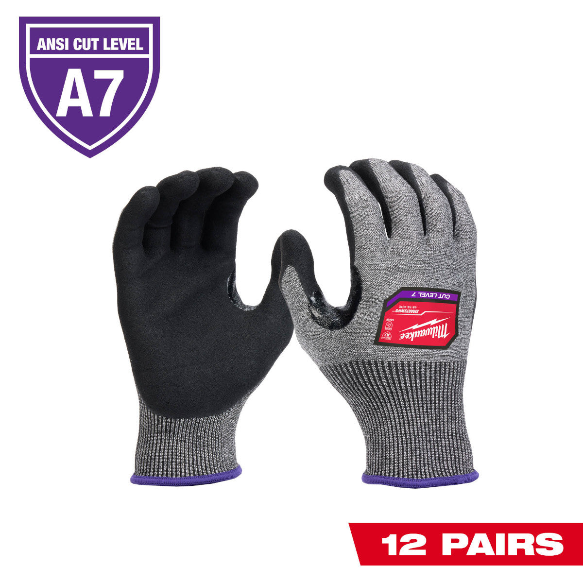 Milwaukee 48-73-7010B 12 Pair Cut Level 7 High-Dexterity Nitrile Dipped Gloves - Ace Tool Group - Milwaukee