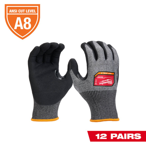 Milwaukee 48-73-7020B 12 Pair Cut Level 8 High-Dexterity Nitrile Dipped Gloves - Ace Tool Group - Milwaukee