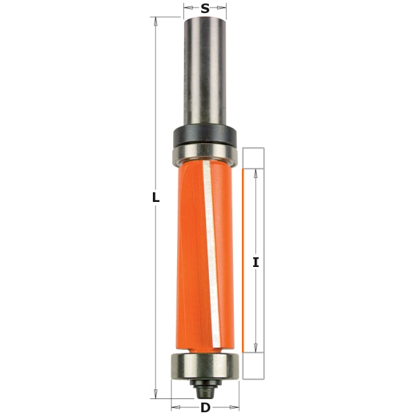 CMT 806.690.11B Flush Trim Bit with Double Bearing, 2-Inch Cutting Length, 1/2-Inch Shank - Ace Tool Group - CMT