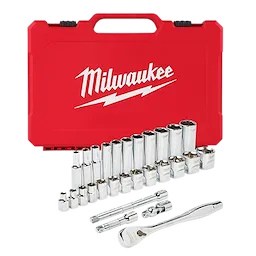 Milwaukee 48-22-9408 3/8 in. Drive SAE Ratchet and Socket Mechanics Tool Set (28-Piece) - Ace Tool Group - Milwaukee