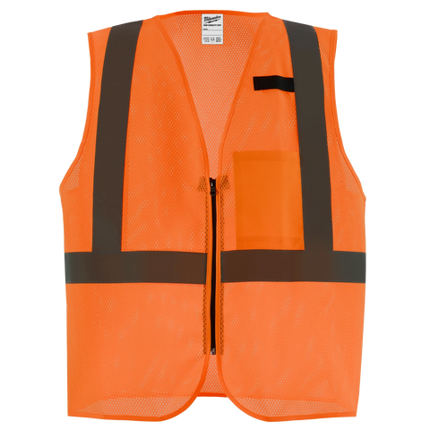 Milwaukee Class 2 High Visibility Orange  Mesh One Pocket Safety Vest - 4X/5X-CSA