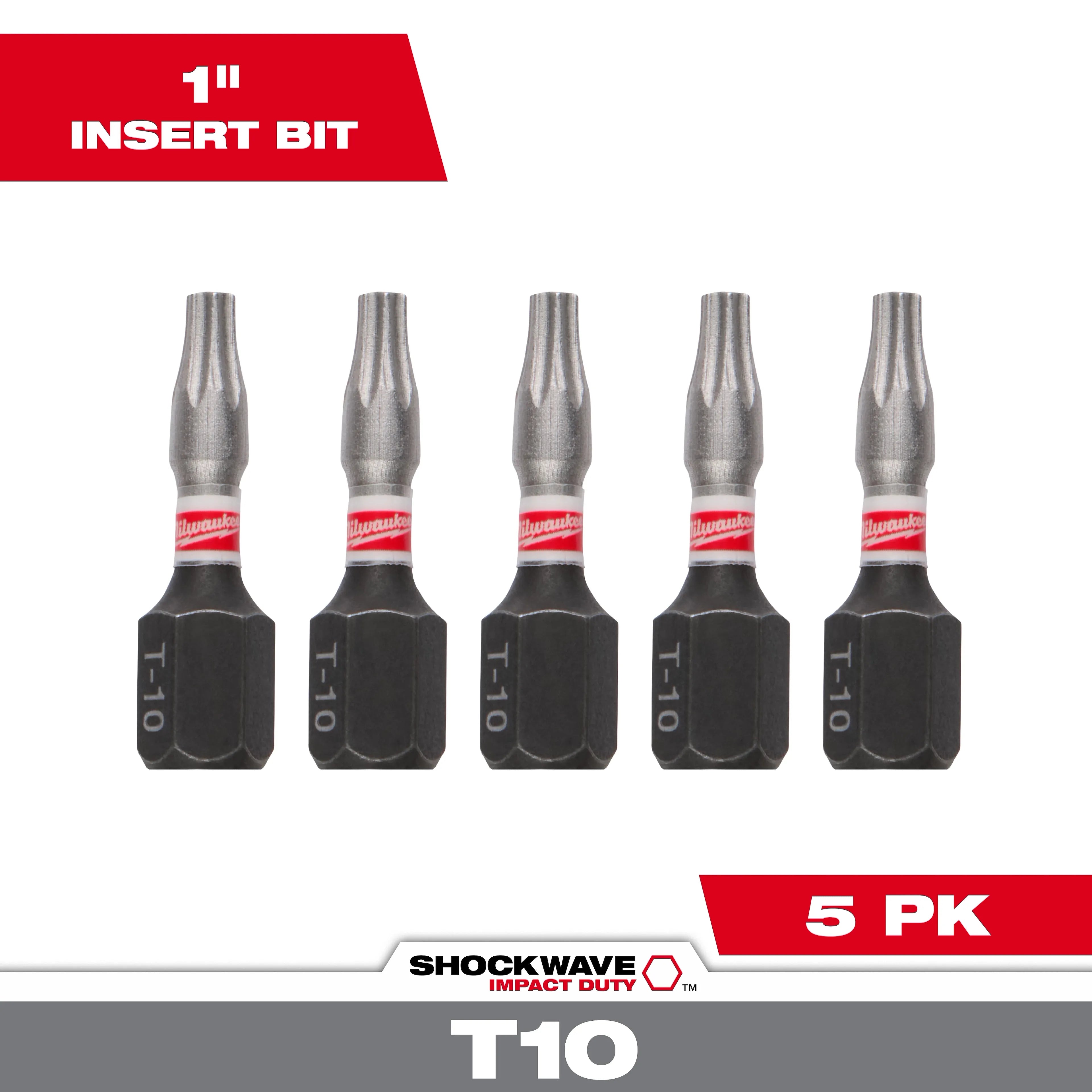 Milwaukee 48-32-4627 SHOCKWAVE 1 in. T10 Impact Driver Bits 5PK 3 Pack - Ace Tool Group - Milwaukee