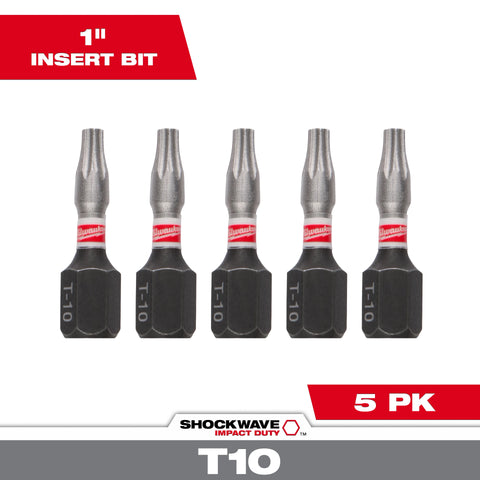 Milwaukee 48-32-4627 SHOCKWAVE 1 in. T10 Impact Driver Bits 5PK 3 Pack
