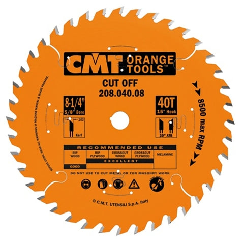 CMT 208.040.07 Industrial Cut-Off ATB Saw Blade, 7-1/4-Inch X 40 Teeth, 5/8-Inch Bore, PTFE-Coated - Ace Tool Group - CMT
