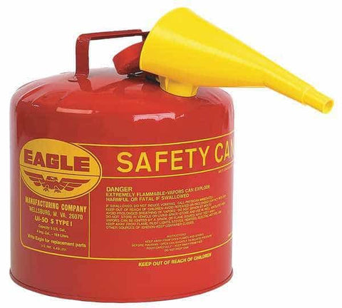 Eagle UI-50-FS Type I Safety Can, 5 Gal. Red with F-15 Funnel - Ace Tool Group - Eagle