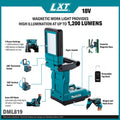 Makita DML819 18V LXT Lithium-Ion L.E.D. Magnetic Work Light, Light Only
