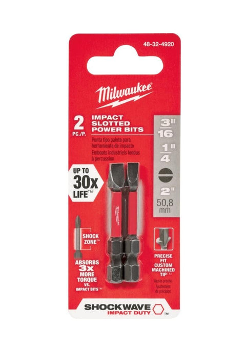 Milwaukee 48-32-4920 Shockwave Slotted Power Bits - Ace Tool Group - Milwaukee