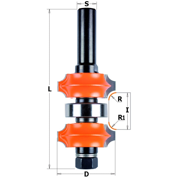 CMT 800.622.11 Adjustable Corner Round Bit, 1-11/32-Inch Diameter, 1/2-Inch Shank - Ace Tool Group - CMT