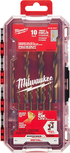 Milwaukee 48-89-4633 SHOCKWAVE RED HELIX Titanium Drill Bit Set -10 PC - Ace Tool Group - Milwaukee